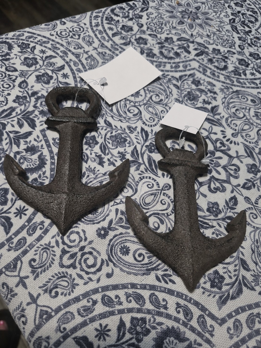 Rustic Cast Iron Anchor Wall Hooks - Set of 2